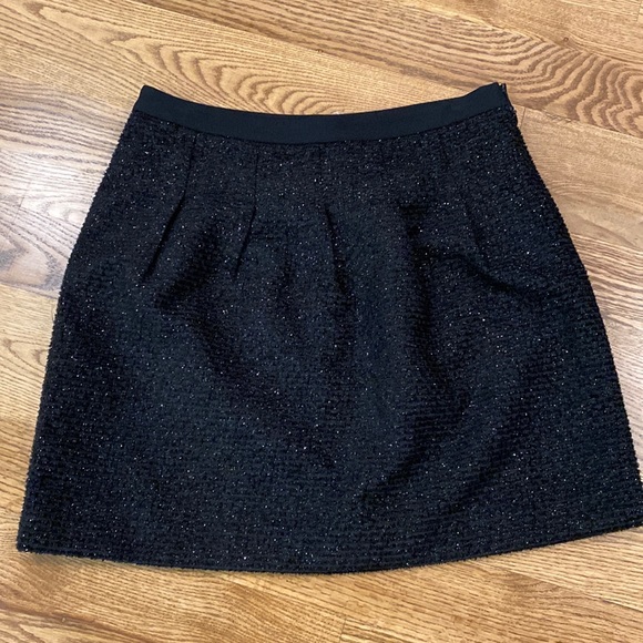 Woman LOFT skater a-line skirt sparkle black holiday workwear - Picture 5 of 9